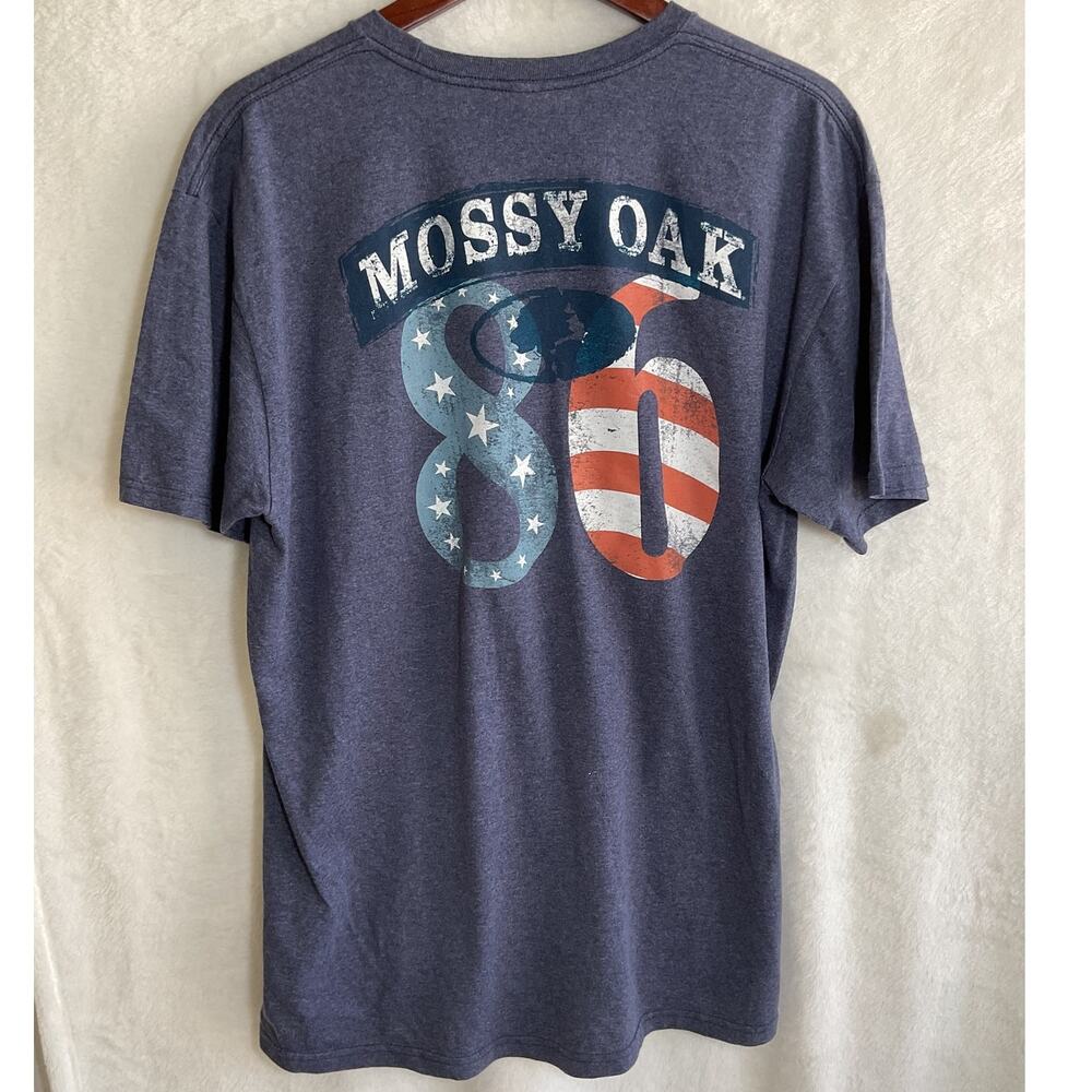 Mossy Oak Fourth of July 86 Graphic Mens XL Blue Tee